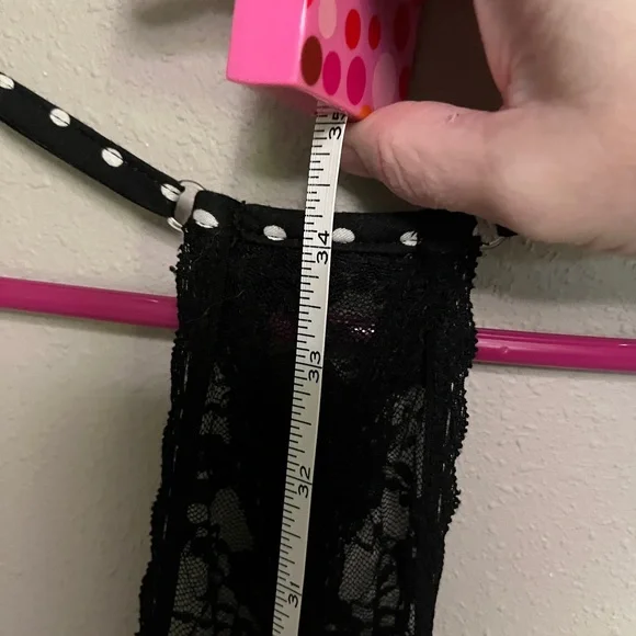 Black and White Polka Dot Lace Trim Racerback Babydoll Nightgown 2X - Picture 5 of 15